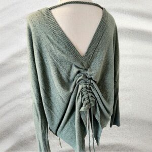 Lulus Oversized Lightweight Sweater with Back Ruching in Sage Green Size Small